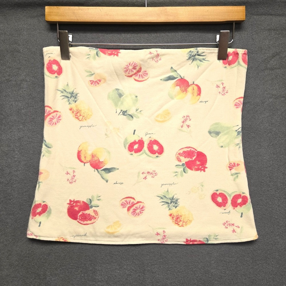 Hollister Tube Top Tropical Fruit Botanical Print L Cream Strapless Jersey